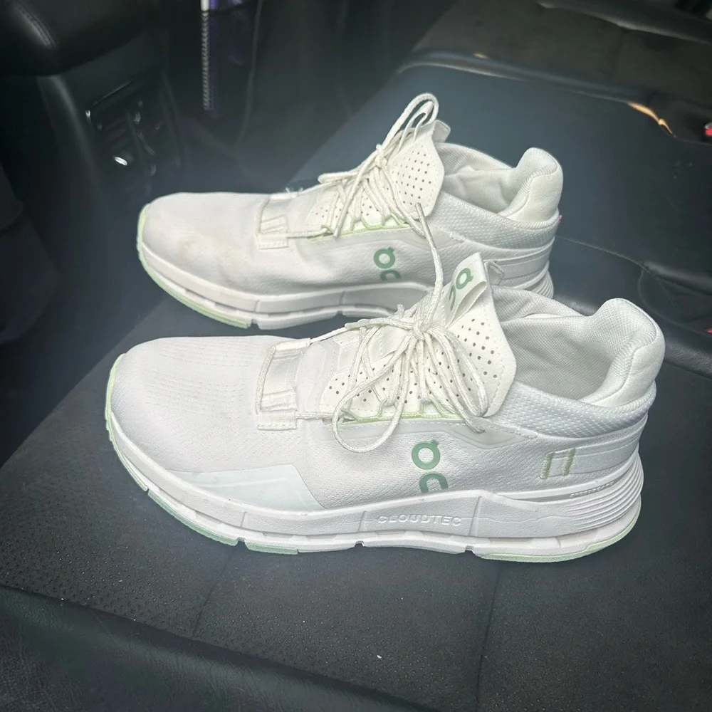 On Running White and Light Green Athletic Shoes - Picture 6 of 6